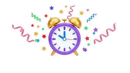 Alarm Clock with Confetti: Celebration Time Concept