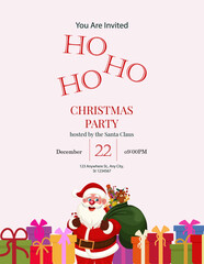 Christmas party invitation. Flyer or poster design. Vector illustration. Merry Christmas Corporate Holiday card and invitation. 