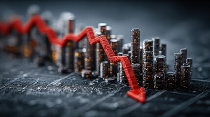 Global economic downturn highlighted by falling stock market charts, showing significant downward trends and financial instability