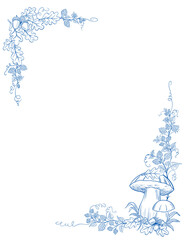 Autumn frame with mushrooms and acorns © Tetiana