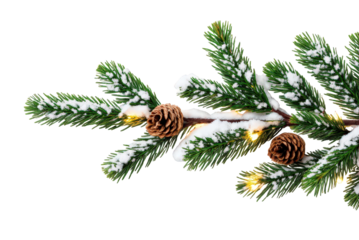 Colorful vintage-style Christmas bulbs decorating snowy pine garland for winter holidays. png