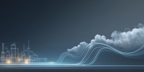 A Futuristic Representation of Industrial Innovations Merging with Digital Clouds and Advanced Technology Concepts