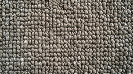 Macro close-up of a beige berber carpet texture. Woven loop pile flooring background. Neutral textile material sample for interior design
