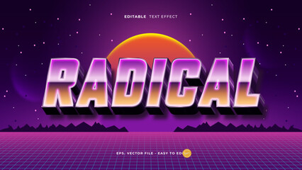 Radical 80s Synthwave Chrome Text Effect