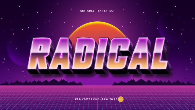 Radical 80s Synthwave Chrome Text Effect