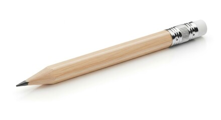 Naklejka premium A sharpened wooden pencil with a decorative eraser isolated on white background