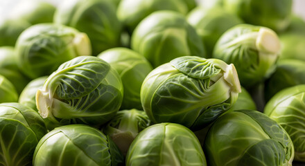 Fototapeta premium Close-up Macro of Fresh Green Brussels Sprouts