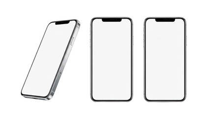 Three mobile phones with blank screen