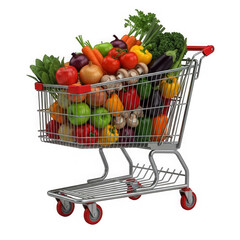 shopping cart full of vegetables