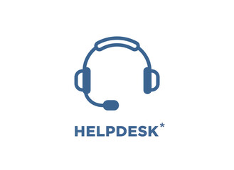 Helpdesk headset icon with microphone for customer support.