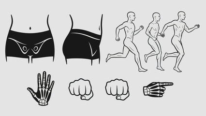 Fototapeta premium Human anatomy and running figures vector illustrations for educational and commercial use