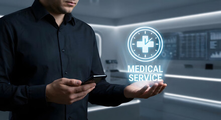 Modern Medical Service Concept with Futuristic Digital Interface and Healthcare Technology