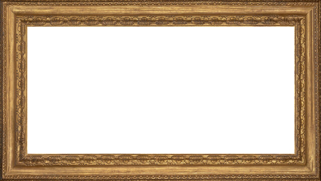 Blank Picture Frame 4k Antique Golden Ornate 16:9