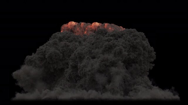 The explosion of a military explosives or flammable with a strong smoke.