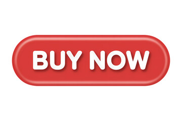 3d icon Red button with the words BUY NOW . Isolated on transparent background, png