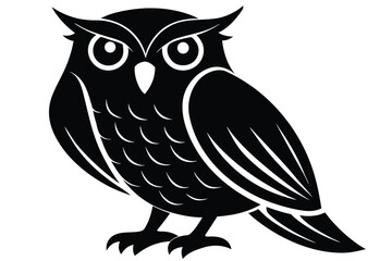 perching owl vector icon silhouette