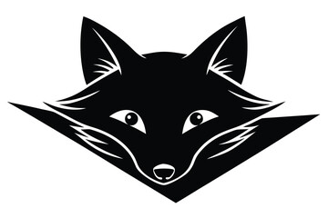 peeking fox vector icon silhouette