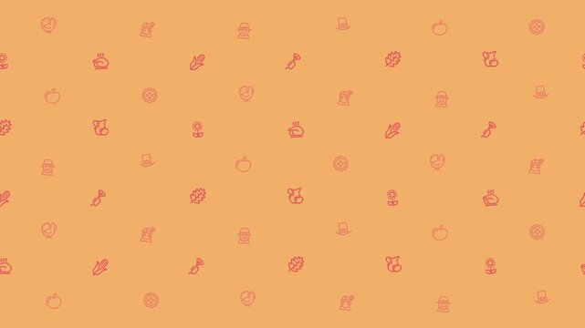 Repeating autumn elements pattern on peach background for thanksgiving