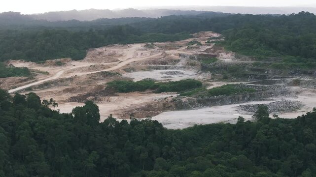 Close Range View of Limestone Quarry in Nusakambangan Forest Hills