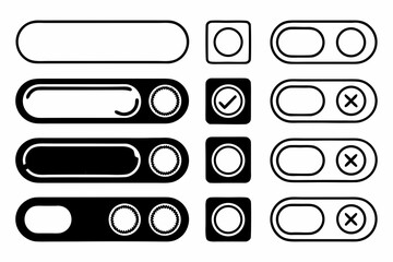 Flat Vector UI Controls Icon Set  Buttons, Toggles, Sliders, and Form Elements in Modern Style