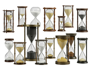 Hourglass vector illustration with sand and wood timer showing the passage of time