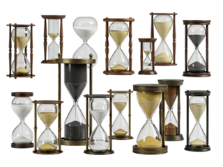 Hourglass vector illustration with sand and wood timer showing the passage of time