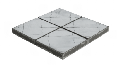 Cracked marble tile floor pattern isolated on a transparent background