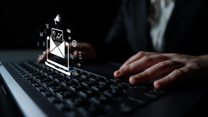 A concept of a digital marketing campaign delivered via email. This outreach contains business...