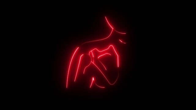 Shoulder x ray neon line animation. Joint dislocation animated icon.