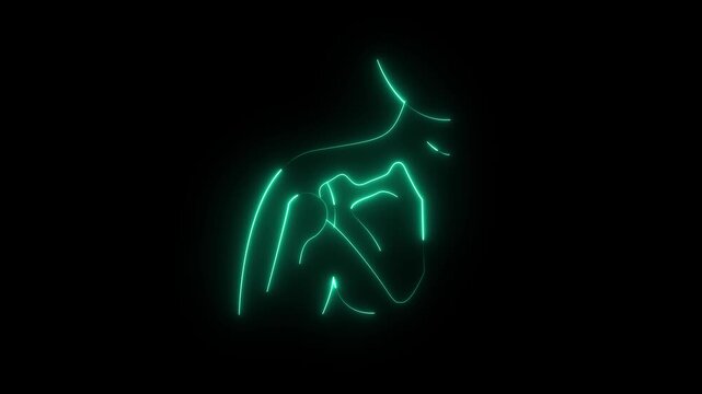 Shoulder x ray neon line animation. Joint dislocation animated icon.