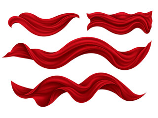 Red lips abstract vector design with ribbon and wave elements on colorful backdrop