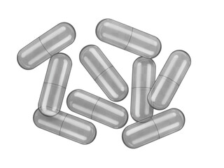 Colorful pills and capsules isolated on a clean white background for medical and pharmacy use