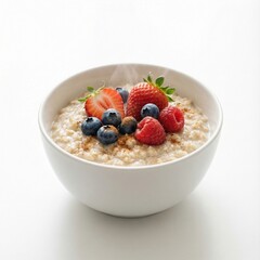 Steaming Oatmeal with Fresh Berries and Cinnamon