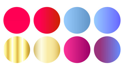 Minimalist Collection of Flat Gradient Circles and Round Icons in Vibrant Red Blue and Gold Hues Perfect for Modern User Interface Design and Digital Graphic Asset Creation Projects