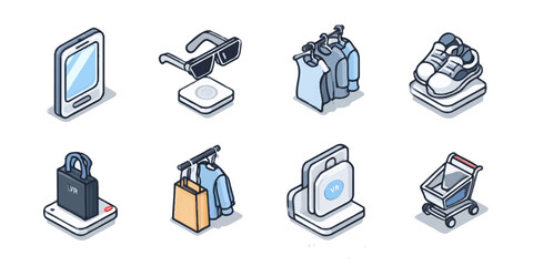 Collection of modern e-commerce and shopping icons