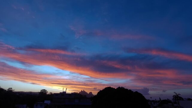 Dramatic sunset sky seen at Vacoas, Mauritius 
