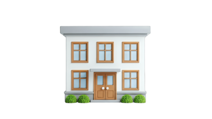 Cartoon House with Windows and Door on White Background