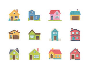 Fototapeta premium House vector flat illustration / Home flat icon set. 
