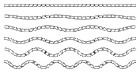 Obraz premium Vector Line Chain Symbols. Chain outline Vectors. Broken and Linked Chain Icons Set. 