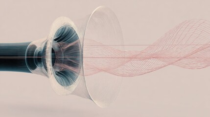 intake system shaped like musical instrument, air resonance visualized as waves, creative engineering metaphor, clean modern style