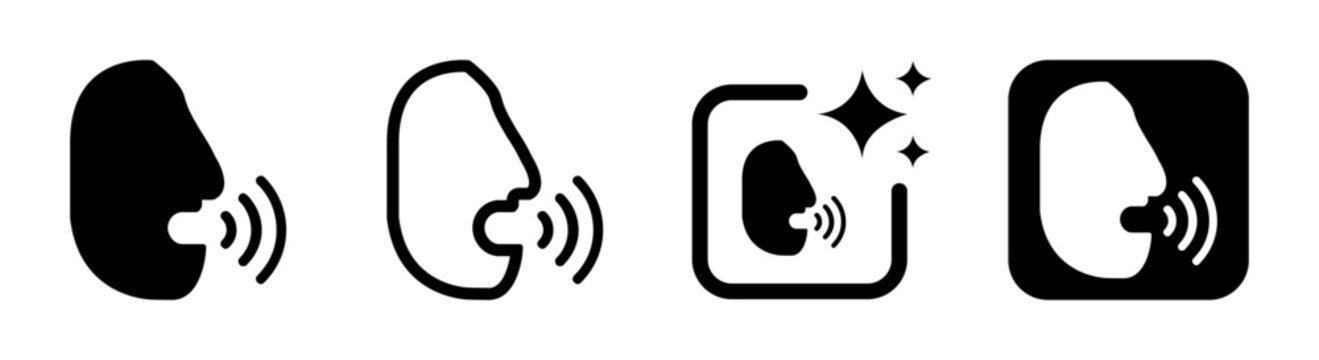 Voice icon with sound waves showing shouting and yelling on transparent background vector illustration