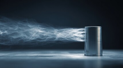 piston and cylinder in isolated space, air behaving like fluid wave crashing inside cylinder, artistic physics realism, minimal background