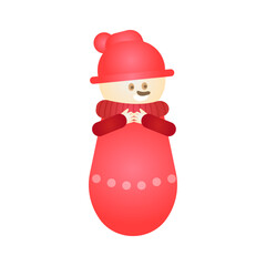 Cute snowman character flat illustration isolated on white