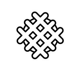Waffle dessert icon, vector flat black outline illustration