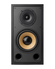 Black speaker with two woofers and two ports isolated on a transparent background audio