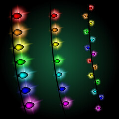 Rainbow Neon Light Garland on Dark Background
