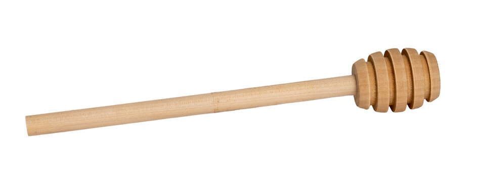 Wooden honey dipper isolated on a transparent background