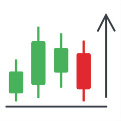 Market Ascent Illustrated stock market candlesticks, symbolizing economic growth, accompanied by an upward trending arrow