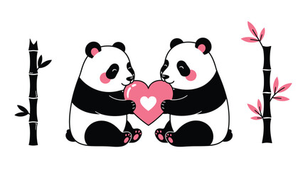 Obraz premium Adorable pandas sharing a heartwarming moment with love