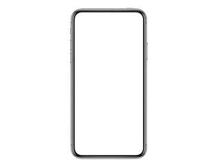 Modern smartphone with blank screen on white background